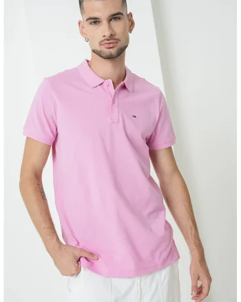 Tricou polo slim fit din bumbac, Roz
