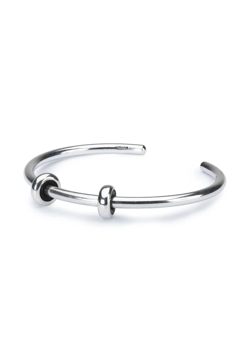 Bratara  Deschisa Simpla cu 2 Talismane Separatoare Simple, din Argint 925