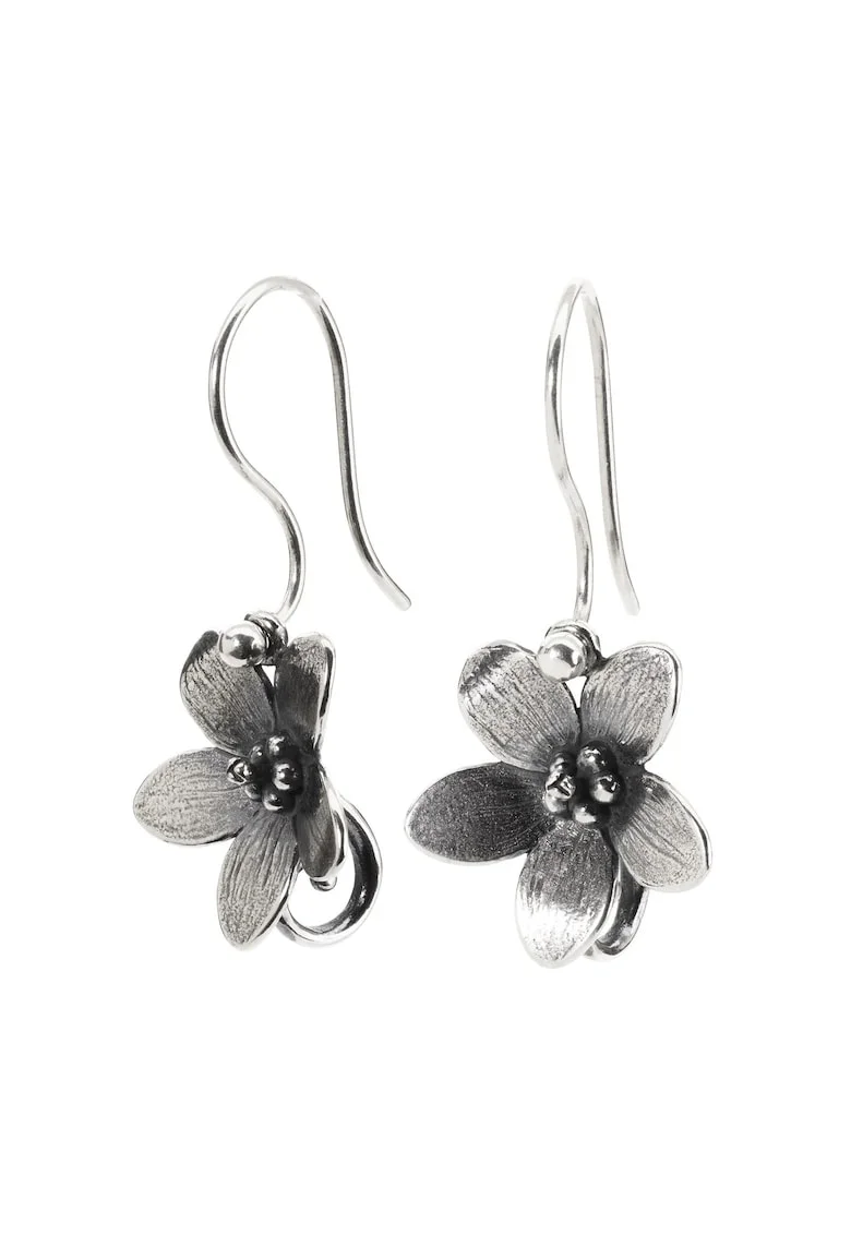 Cercei  Anemone cu Tortite Simple, din Argint 925, Argintiu