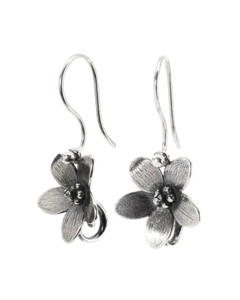 Cercei  Anemone cu Tortite Simple, din Argint 925, Argintiu