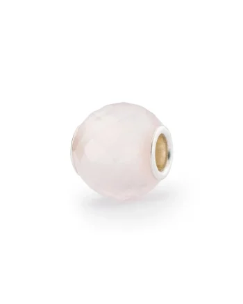 Talisman  Cuart Roz Rotund Fatetat, cu Argint 925, Roz
