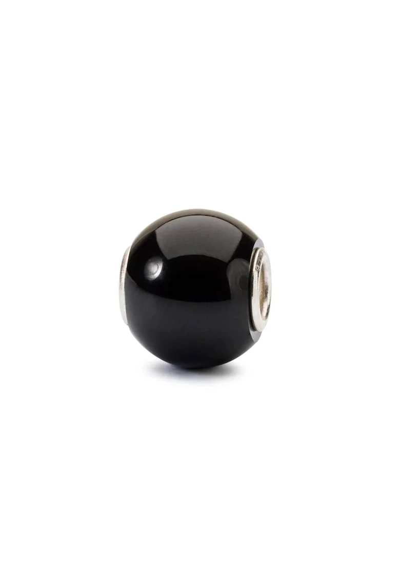Talisman  Onix Negru Rotund, cu Argint 925, Negru
