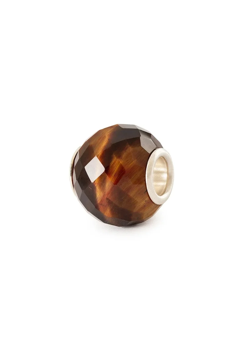 Talisman  Ochi de Tigru Galben Rotund Fatetat, cu Argint 925, Maro