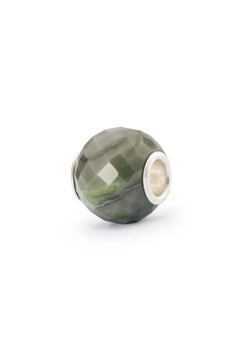 Talisman  Calcit Verde Rotund Fatetat, cu Argint 925, Verde