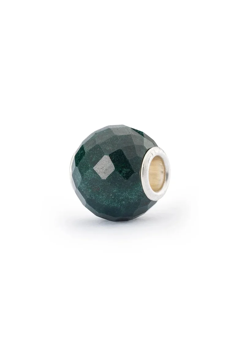 Talisman  Calcedonie Verde Rotund Fatetat, cu Argint 925, Verde