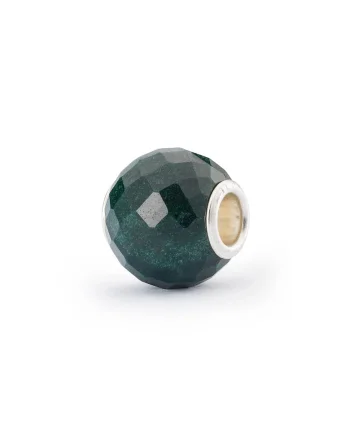 Talisman  Calcedonie Verde Rotund Fatetat, cu Argint 925, Verde