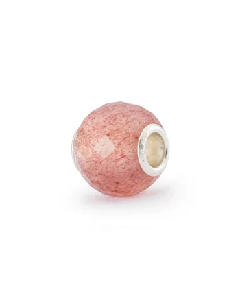 Talisman  Cuart Capsuna Rotund Fatetat, cu Argint 925, Roz