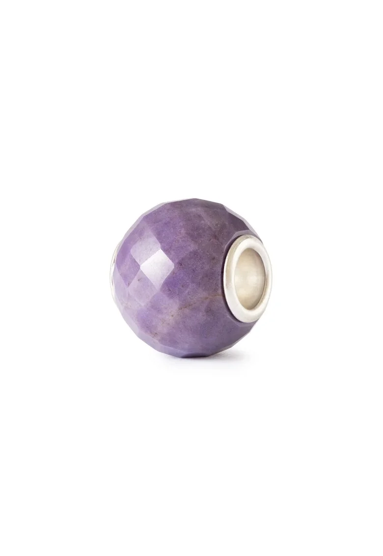 Talisman  Jad Mov Rotund Fatetat, cu Argint 925, Mov