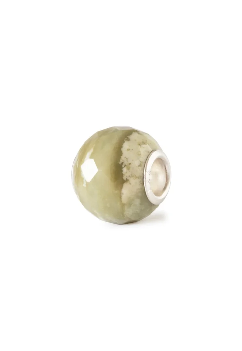 Talisman Calcit Verde Galben Rotund Fatetat, cu Argint 925, Verde