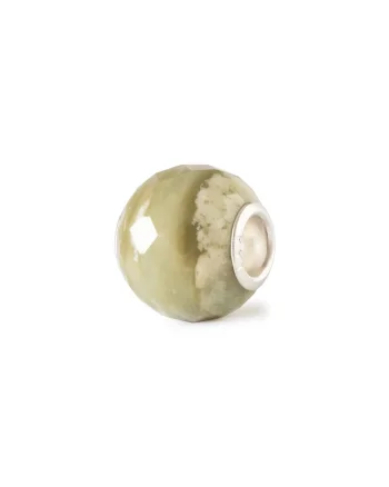 Talisman Calcit Verde Galben Rotund Fatetat, cu Argint 925, Verde