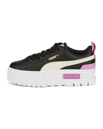 Pantofi sport Mayze de piele cu insertii sintetice, Negru/Maro nisip/Lila