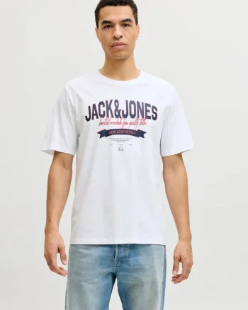 Tricou cu decolteu la baza gatului, barbati, Standard fit, Alb,