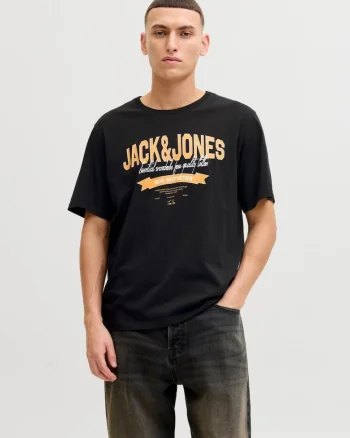Tricou cu decolteu la baza gatului, barbati, Standard fit, Negru,