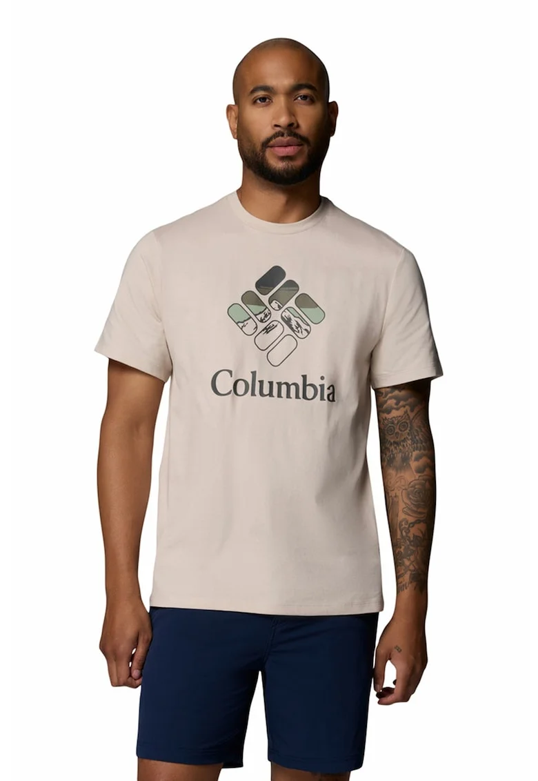 Tricou din bumbac organic cu imprimeu, Bej/Kaki