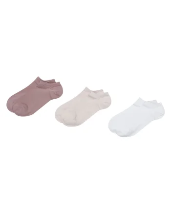 Sosete dama Reya  set de 3 perechi bej, alb, albastru deschis, Alb