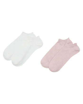 Sosete dama Nydia  set de 2 perechi roz murdar, alb crem, Alb crem