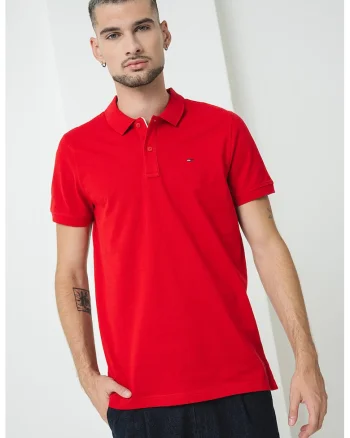 Tricou polo slim fit din bumbac, Rosu