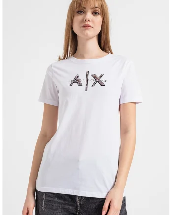 Tricou cu aplicatie logo cu paiete, Alb/Negru/Argintiu