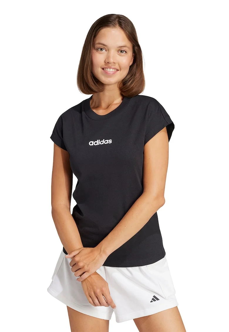 Tricou de bumbac cu decolteu rotund Essentials, Negru/Alb optic
