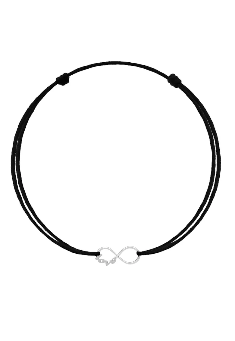 Bratara cu pandantiv ”infinit LOVE” din Argint 925, snur negru reglabil