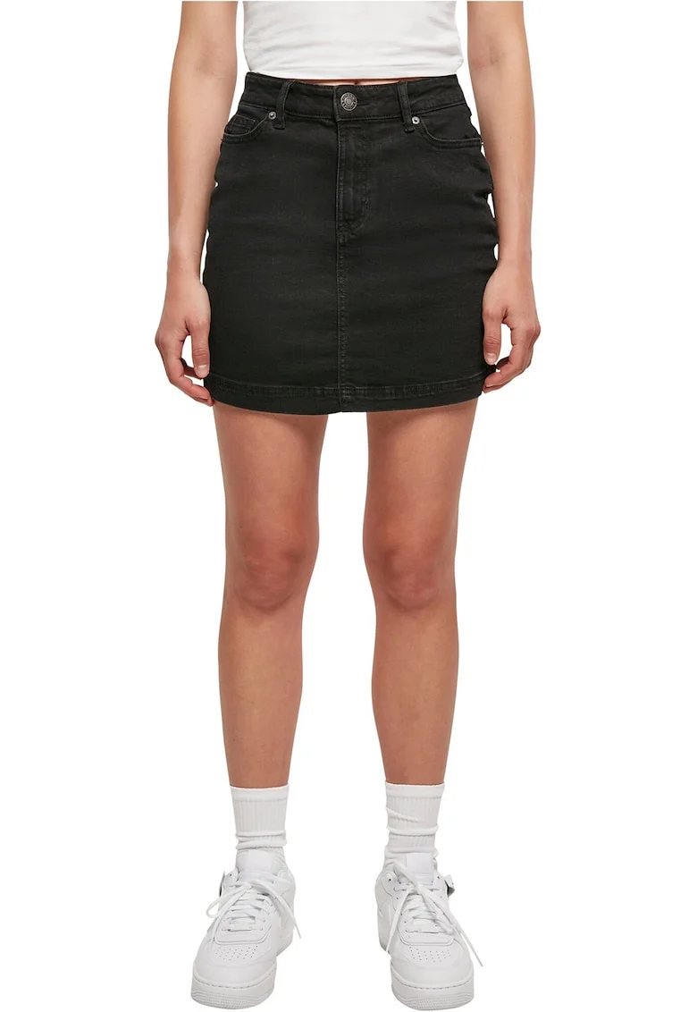 Fusta mini din denim, Negru