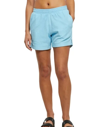 Pantaloni scurti cu buzunare laterale si model uni, Albastru deschis