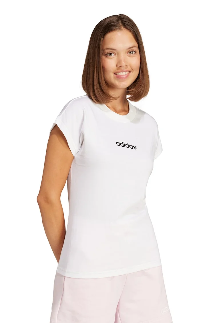Tricou de bumbac cu decolteu rotund Essentials, Negru stins/Alb optic