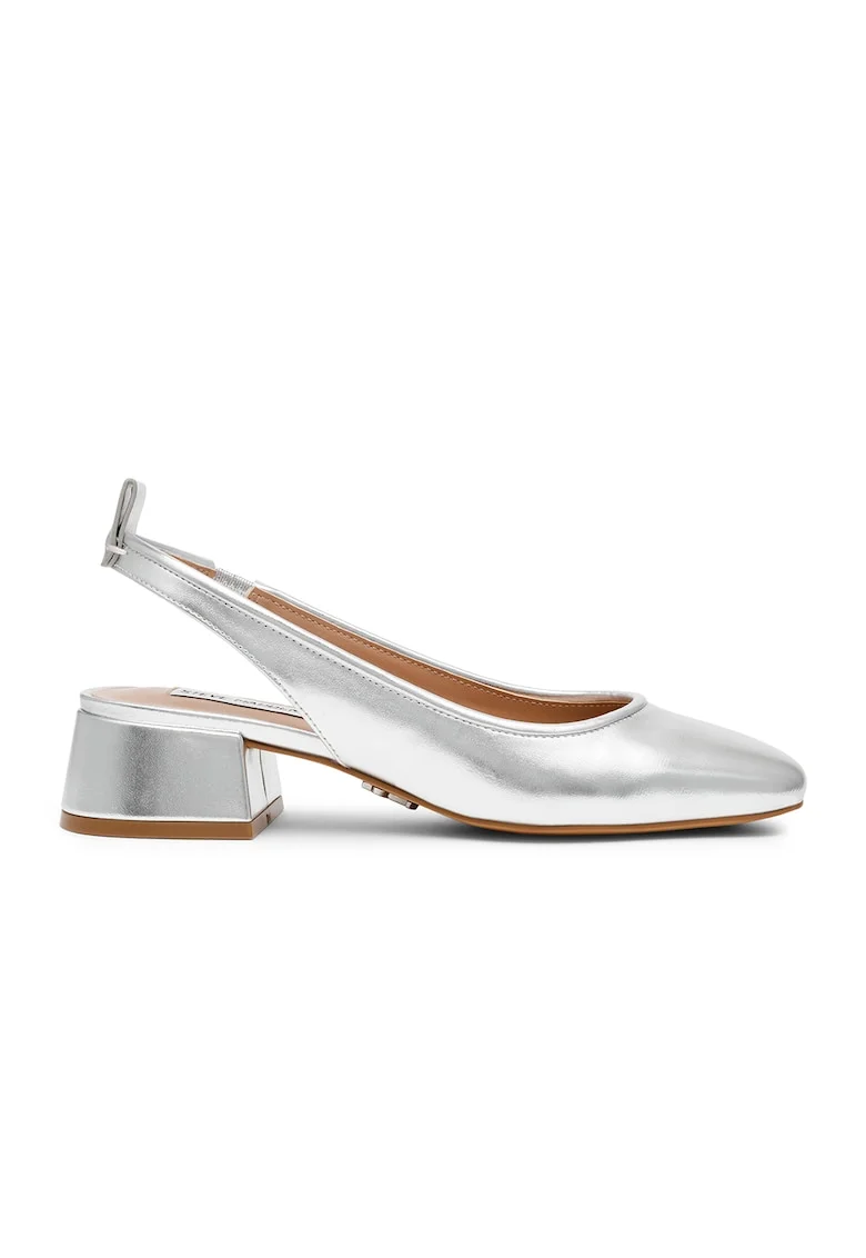 Pantofi slingback cu toc masiv, Argintiu
