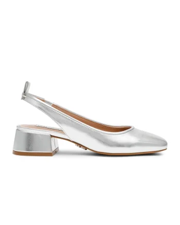 Pantofi slingback cu toc masiv, Argintiu