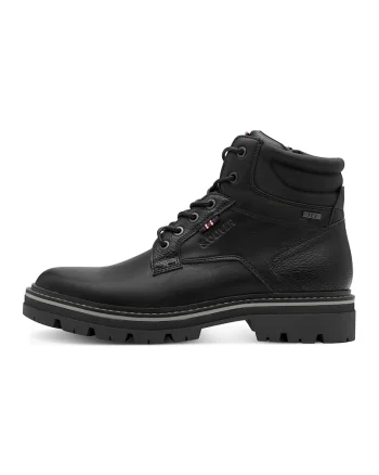 Ghete de piele exologica cu garnitura din material textil, Negru stins