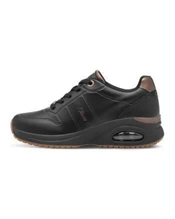 Pantofi sport wedge de piele ecologica, Negru