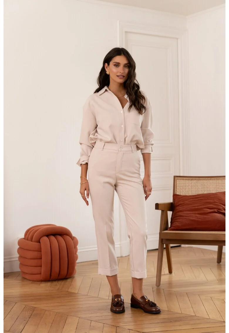 Pantaloni bej tip Cigarette,  C2031BG 16691, Bej