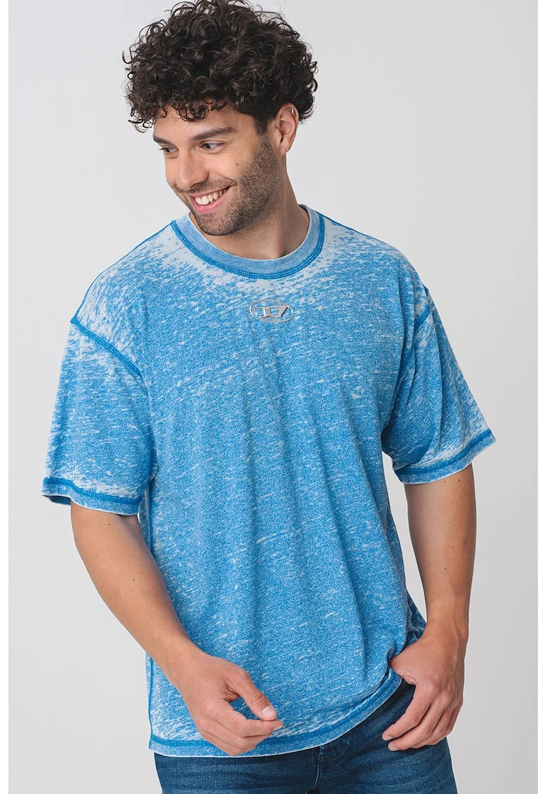 Tricou cu aspect decolorat, Albastru royal/Alb murdar