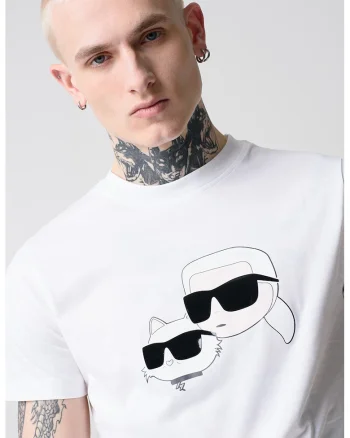 Tricou cu decolteu la baza gatului si imprimeu logo, Negru/Alb optic