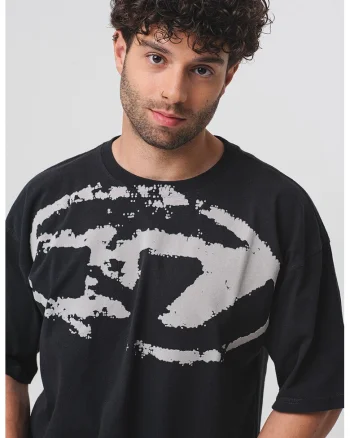 Tricou relaxed-fit din bumbac cu imprimeu Boxt, Gri deschis/Negru stins