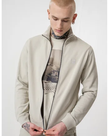 Bluza de trening cu fermoar si aplicatie logo discreta Zestart, Gri deschis