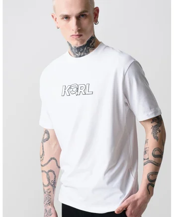 Tricou regular fit cu imprimeu logo, Alb optic