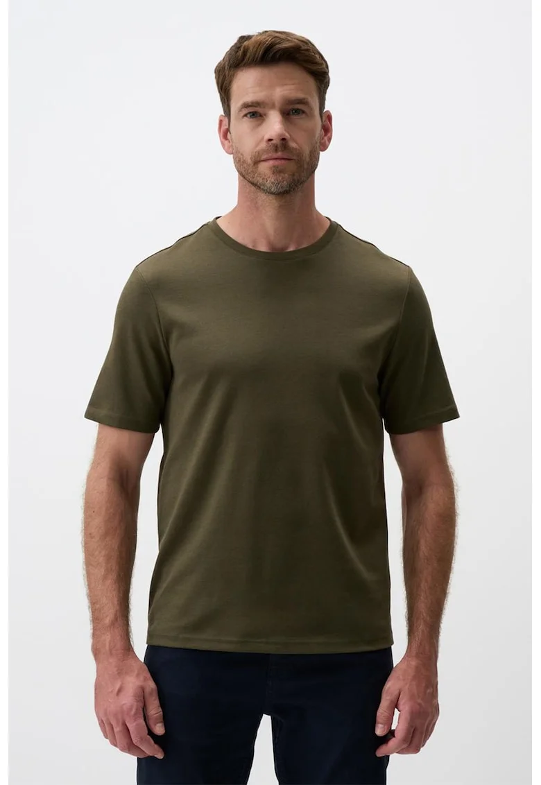 Tricou uni cu decolteu la baza gatului