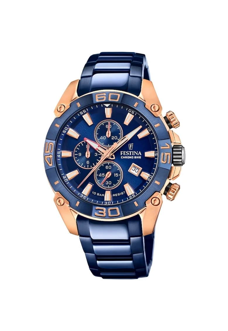 Ceas barbatesc  F20711/1 Quartz Rose gold, Albastru