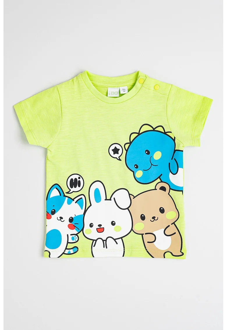 Tricou din bumbac cu imprimeu grafic, Albastru pastel/Verde pal/Alb optic