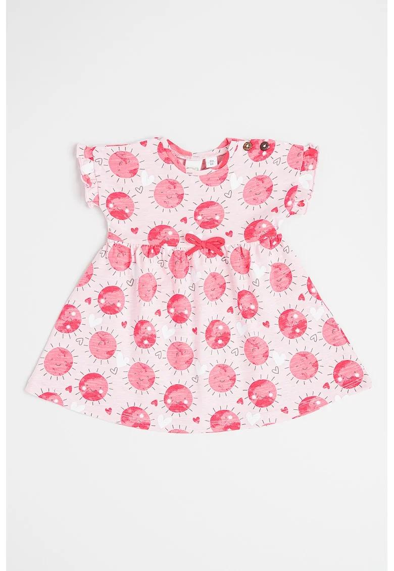 Rochie evazata cu imprimeu grafic, Roz pastel/Roz fandango/Alb optic