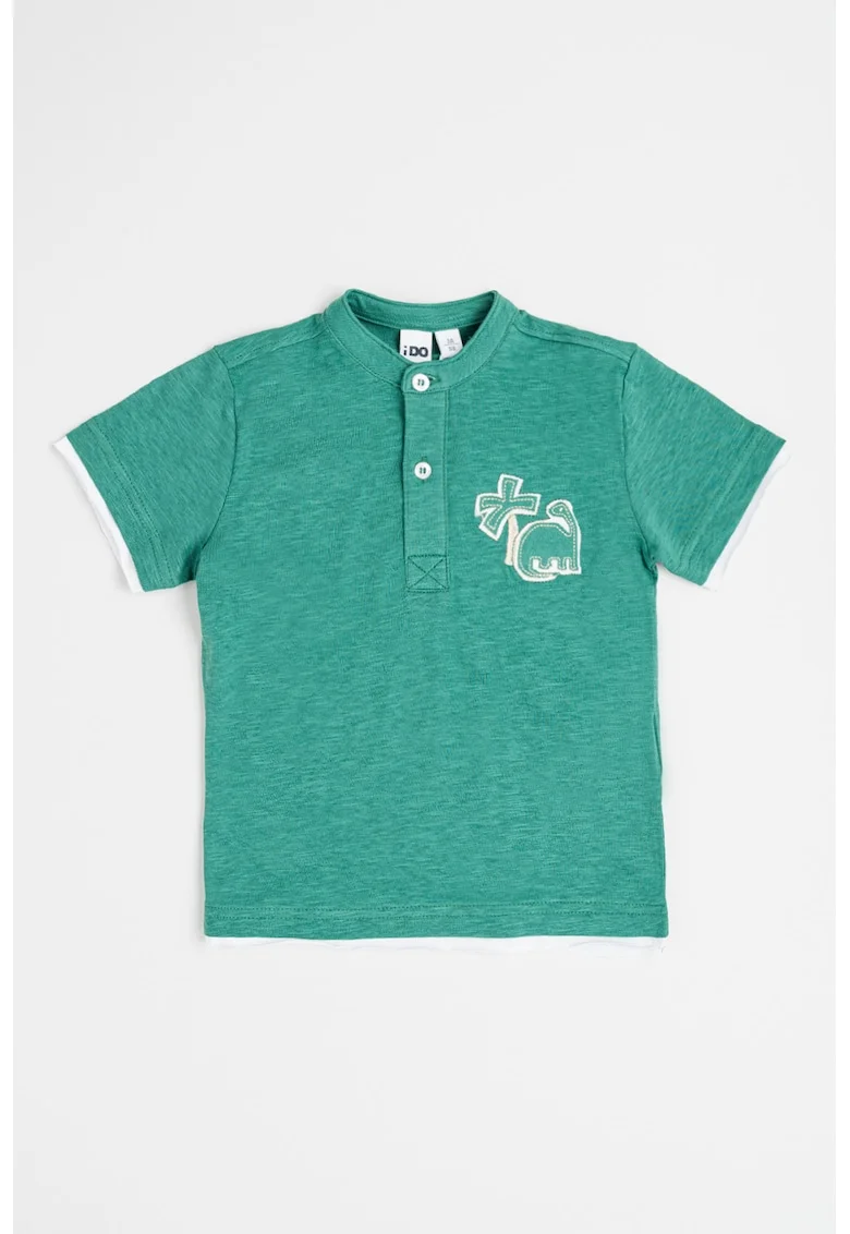 Tricou din bumbac cu imprimeu grafic, Alb optic/Verde aquamarin