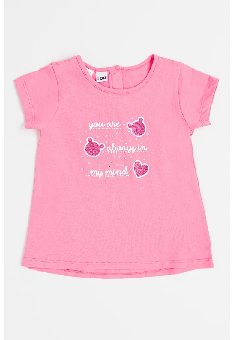 Tricou din bumbac cu croiala in A, Roz pastel