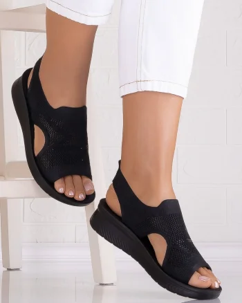 Sandale dama fara toc Negre din Textil DARRIA