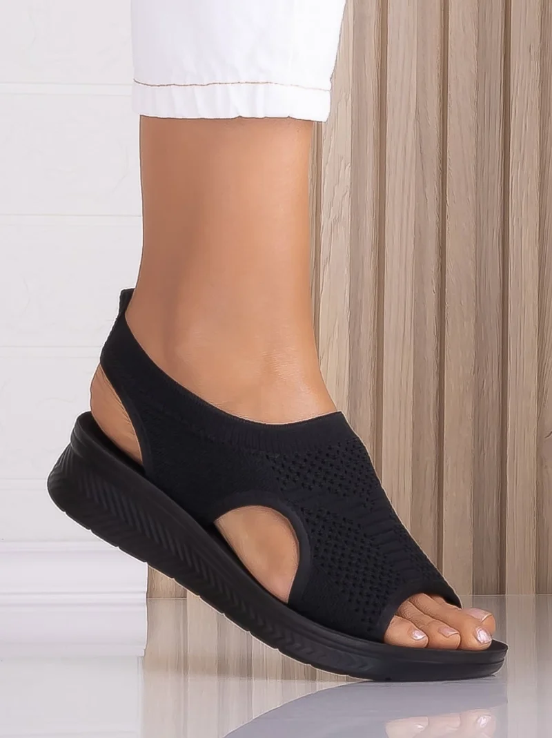 Sandale dama fara toc Negre din Textil Ramonia