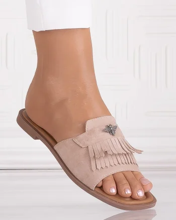Papuci dama Kaki din Piele Întoarsa Ecologica Roese
