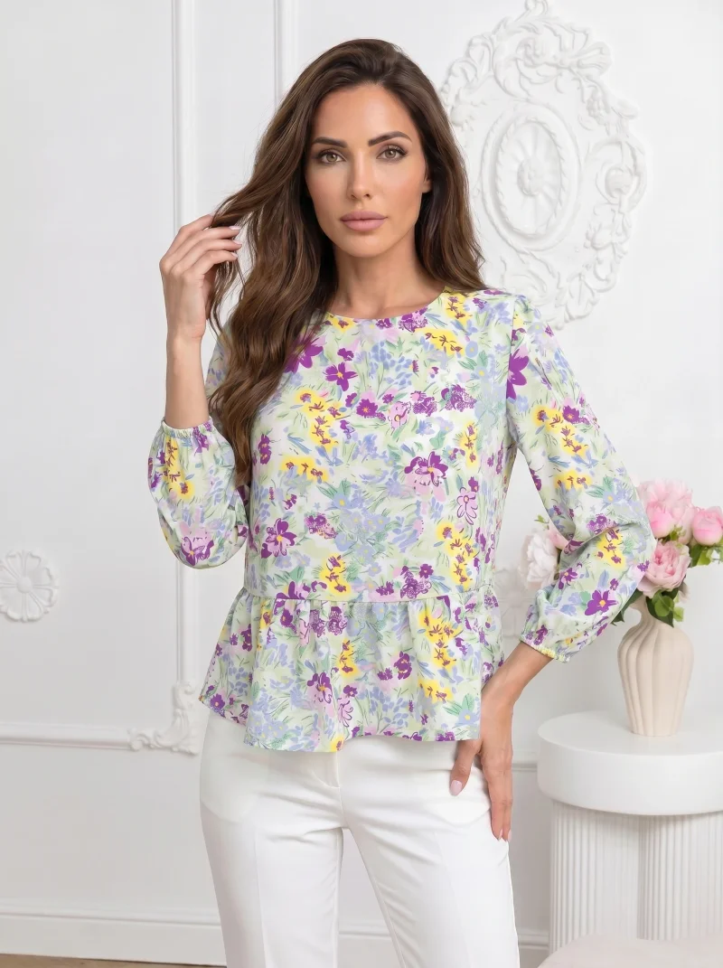 Bluza cu imprimeu floral multico...