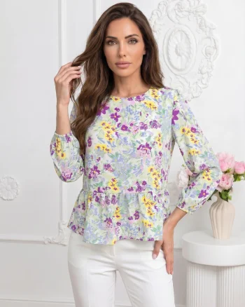 Bluza cu imprimeu floral multico...