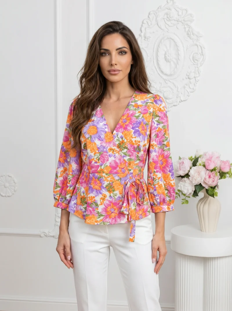 Bluza peplum cu imprimeu floral ...
