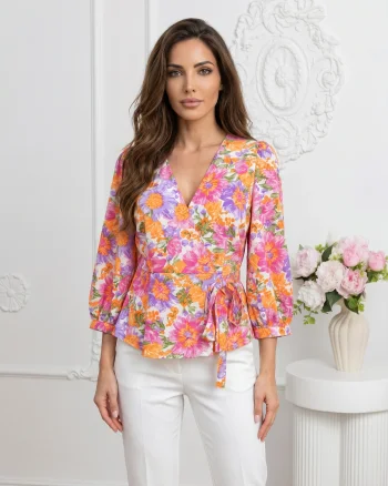 Bluza peplum cu imprimeu floral ...